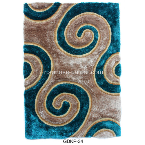 Tapis Shaggy en polyester doux et soie avec motif 3D